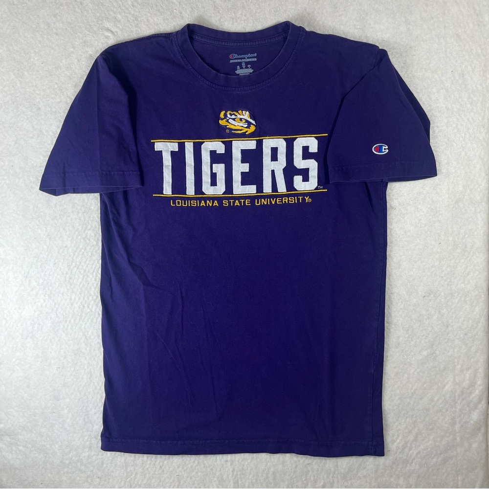LSU Tigers Champion T-Shirt Mens Medium Purple Yellow Louisiana State Stitched